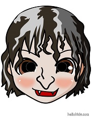 çocuklar için hazır kağıttan Korkunç Surat maskesi şablonu